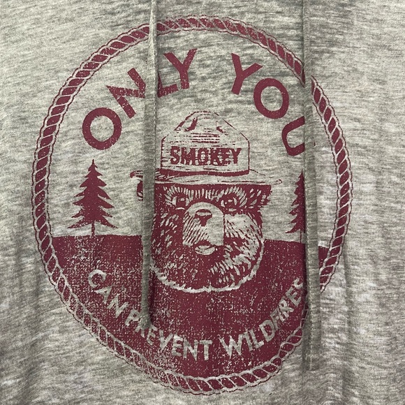 SMOKEY THE BEAR WOMENS LIGHT WEIGHT HOODIE - Picture 1 of 5